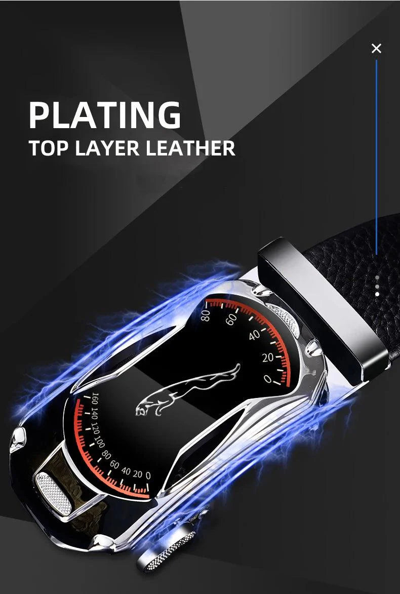 Belts for 3.5cm Width Sports Car Brand Fashion Automatic Buckle Black Genuine Leather Men's Jeans High Quality Waist Male Strap