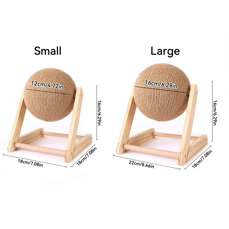 Interactive Sisal Cat Scratching Ball And Wooden Base Toy