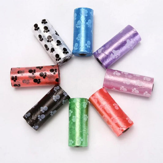 15 Bags Per Roll PE Dog Poop Bags Paw Print Pets Dogs Accessories for Dogs Cats Mascotas Products bolsas caca perro undefined - Purrfect Pet Kingdom