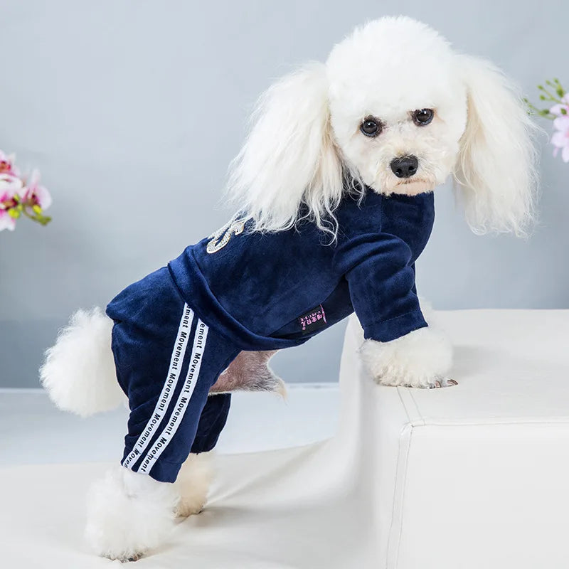 Velvet Dog Cat Jumpsuit Coat Classic Apparel 5 sizes - pet clothing - THRIXINE
