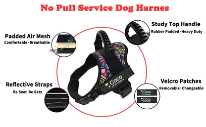 🦮 Professional Service Dog Harness - Custom ID Vest with Reflective Safety Design