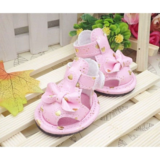 Pink Bow Dog Sandals - 4 PC set