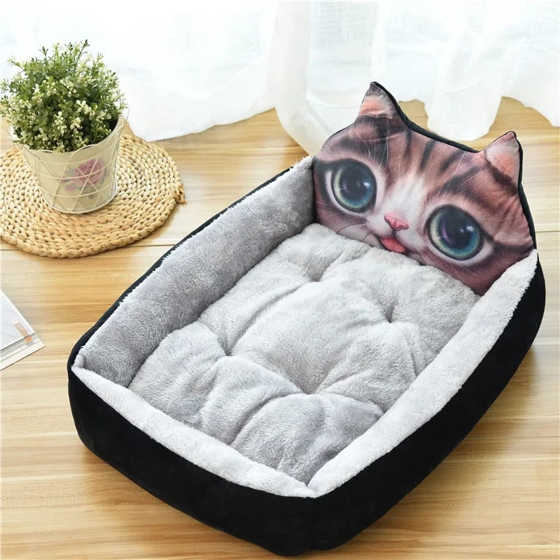 Cute Cartoon Pet Bed - Winter Warm Sofa for Small & Medium Dogs, Cats