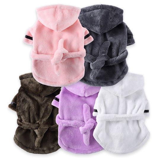 Luxury Soft Pet Dog Puppy Hooded Bathrobe