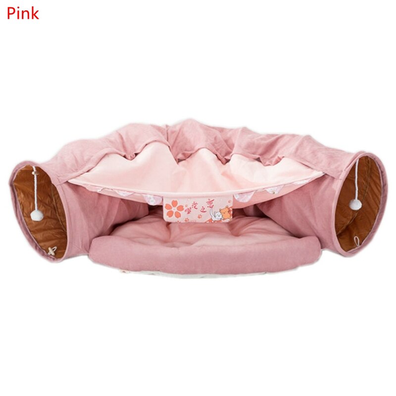 Collapsible Removable Cat Tunnel Tube With Cat Bed Set - Purrfect Pet Kingdom