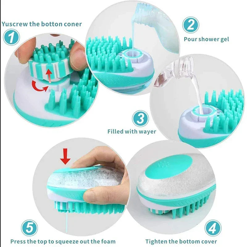 2 - in - 1 Pet Bath Brush – Soft Silicone Dog Cat Grooming & Massage Comb - WTN Essentials