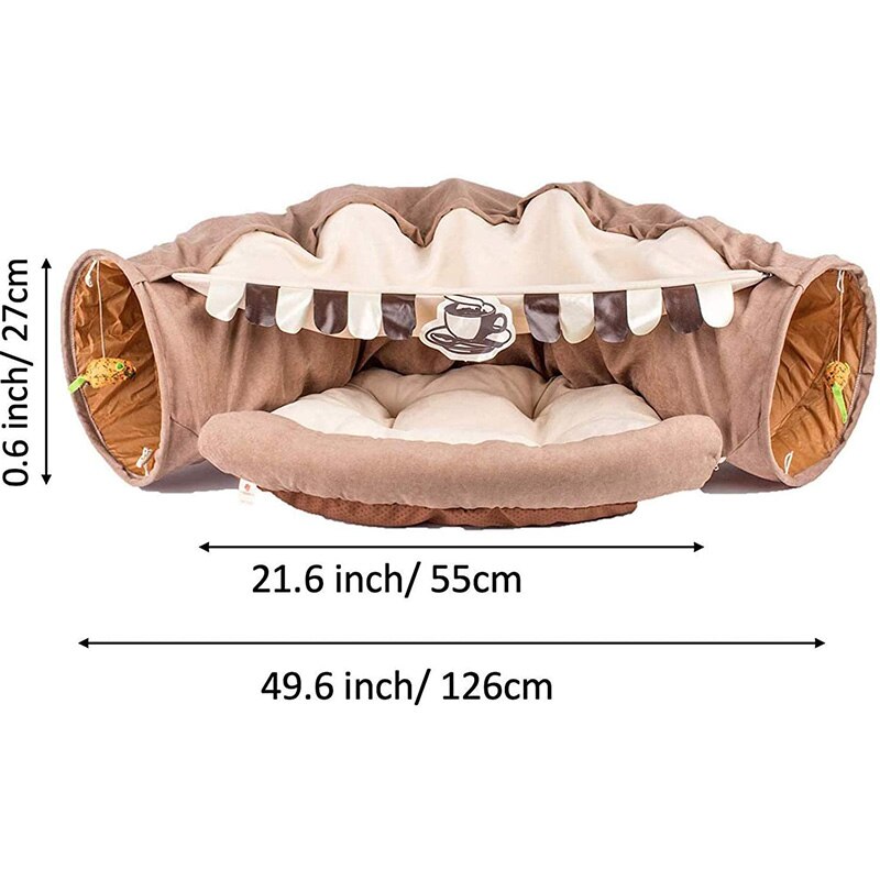 Collapsible Removable Cat Tunnel Tube With Cat Bed Set - Purrfect Pet Kingdom