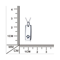 Ladies Glossy Square Dog Paw Print Tag Necklace