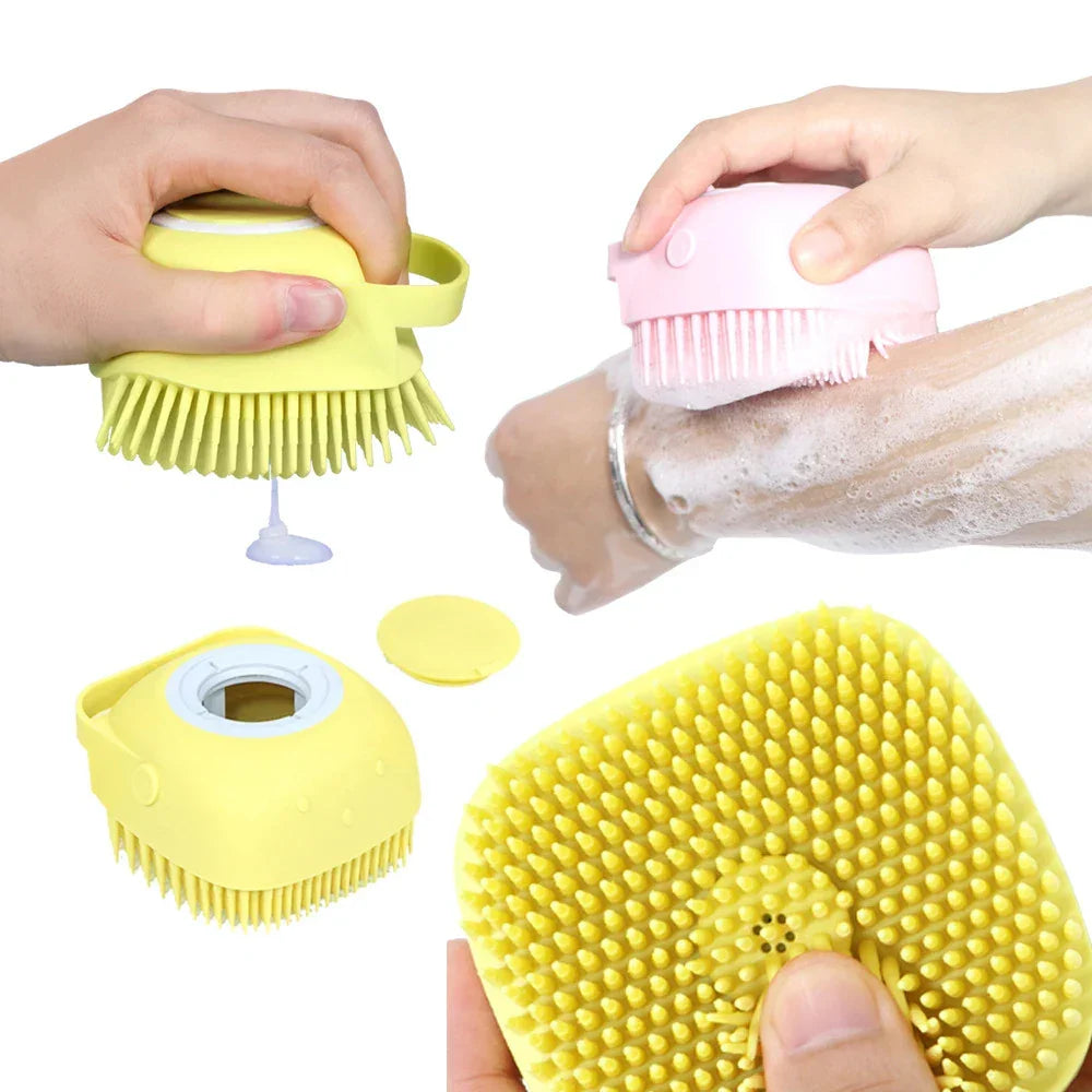 2 - in - 1 Pet Bath Brush – Soft Silicone Dog Cat Grooming & Massage Comb - WTN Essentials