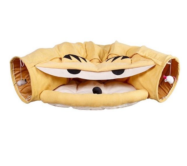 Collapsible Removable Cat Tunnel Tube With Cat Bed Set - Purrfect Pet Kingdom