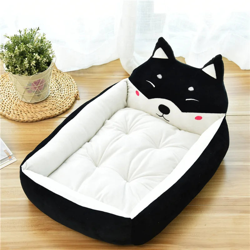 Cute Cartoon Pet Bed - Winter Warm Sofa for Small & Medium Dogs, Cats