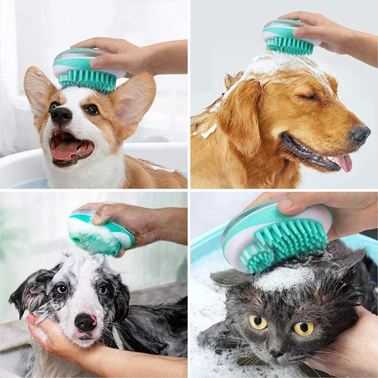 2 - in - 1 Pet Bath Brush – Soft Silicone Dog Cat Grooming & Massage Comb - WTN Essentials