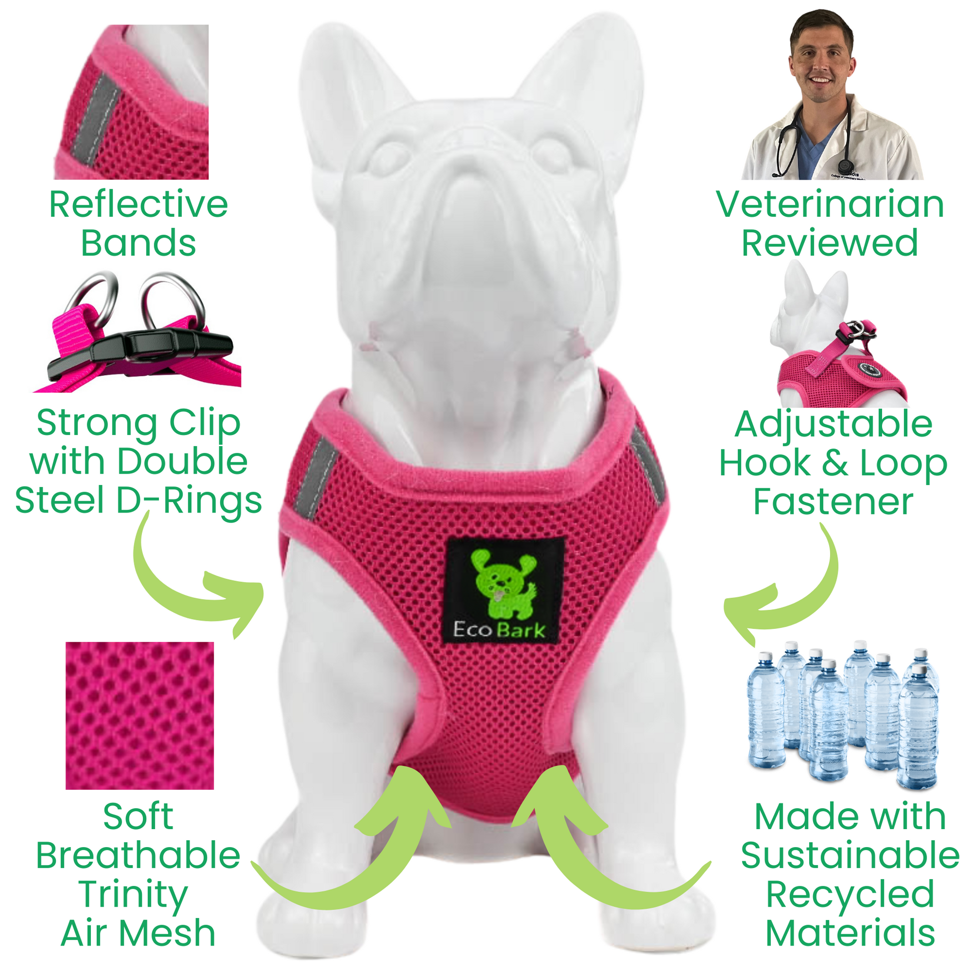 Dog Harness EcoBark Step In Harness XXXS to Small Breeds- - close up product image for dog harness