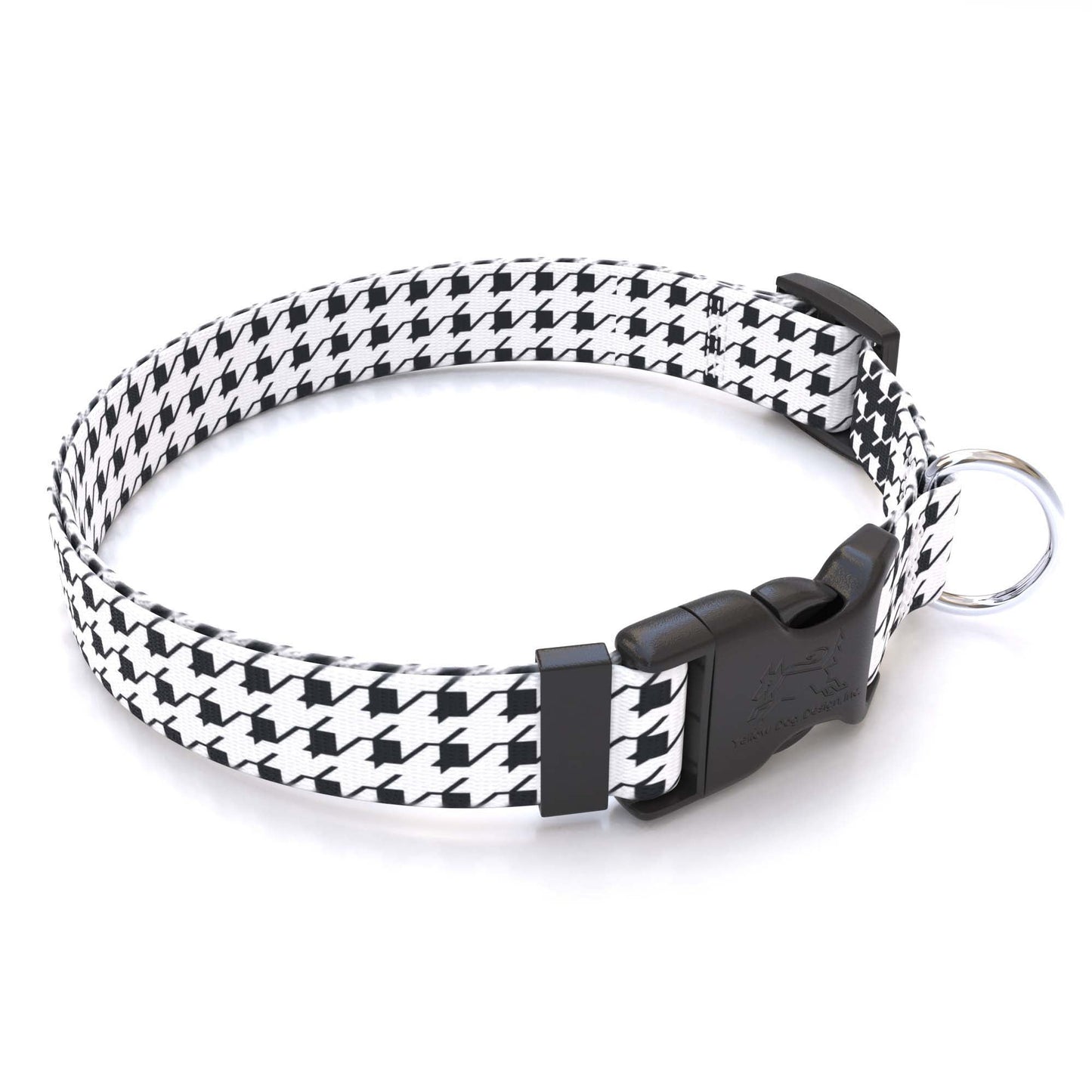 Personalized Houndstooth White and Black Dog Collar