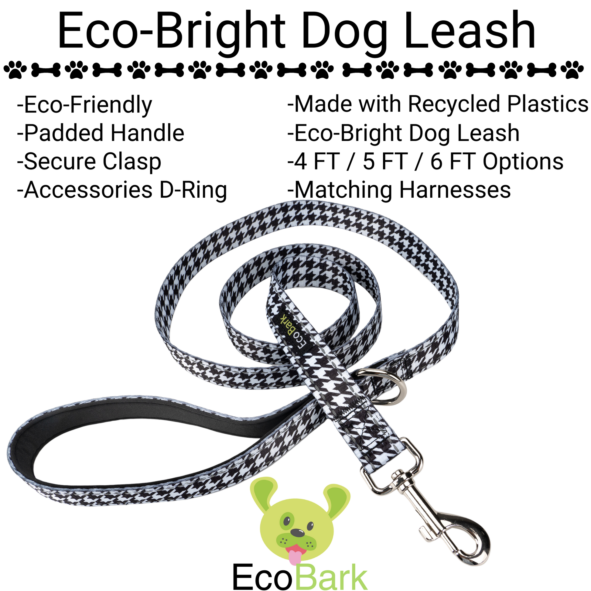 Dog Leash EcoBark Houndstooth Leash- Padded Comfort Grip - lifestyle product image for dog leash