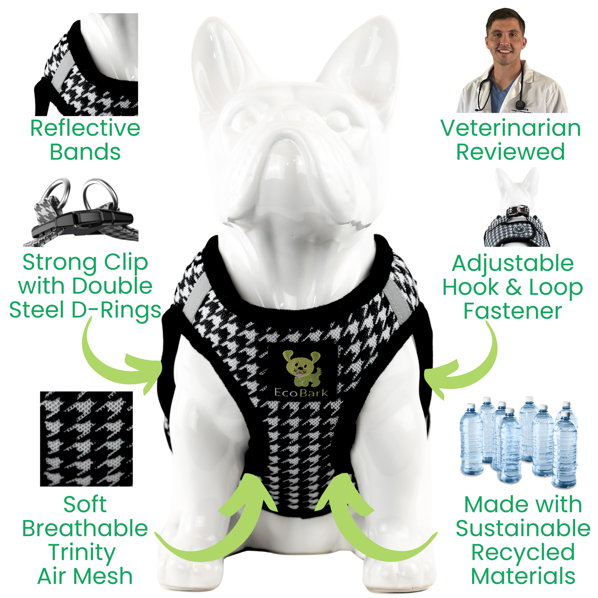 Dog Harness EcoBark Step In Harness XXXS to Small Breeds- - close up product image for dog harness