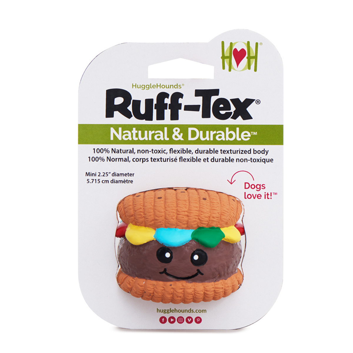 Dog Food Big Buns Foodies Hamburger Ruff-Tex Latex Ball Toy - detail product image for dog food