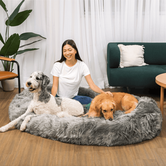 Human-Size Faux Fur Memory Foam Dog Bed - Charcoal Grey - main product image