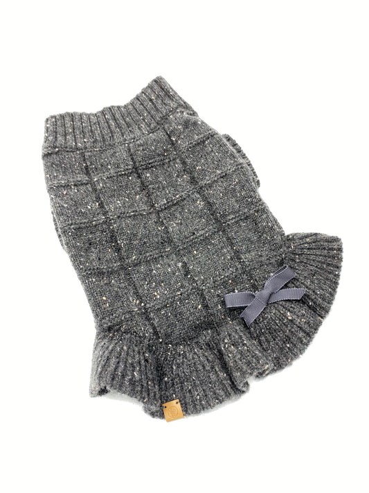 Rein Cashmere Ruffle Dress, Charcoal