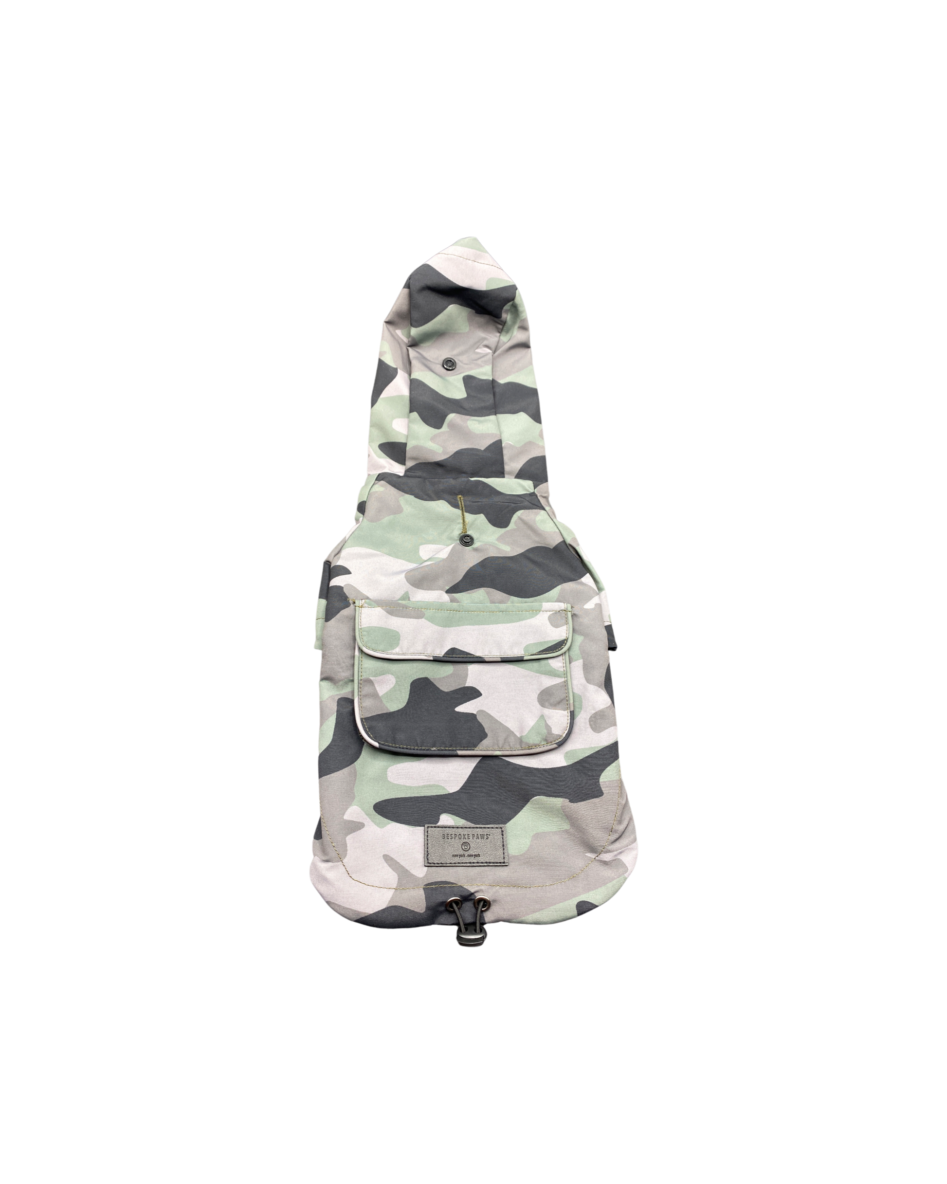 Camouflage-patterned sling bag on a white background
