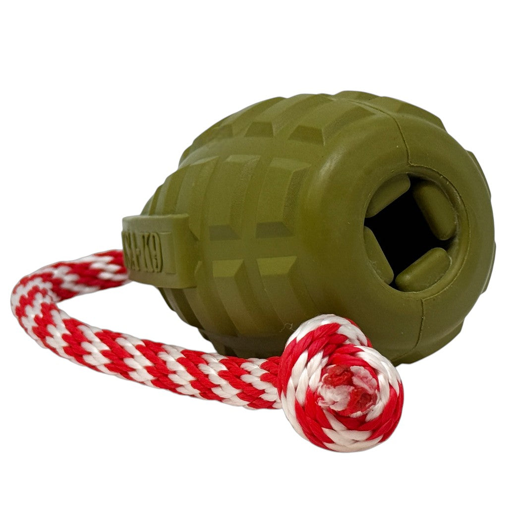 USA-K9 Grenade Shaped Rubber toy - Chew, Treat Dispenser &