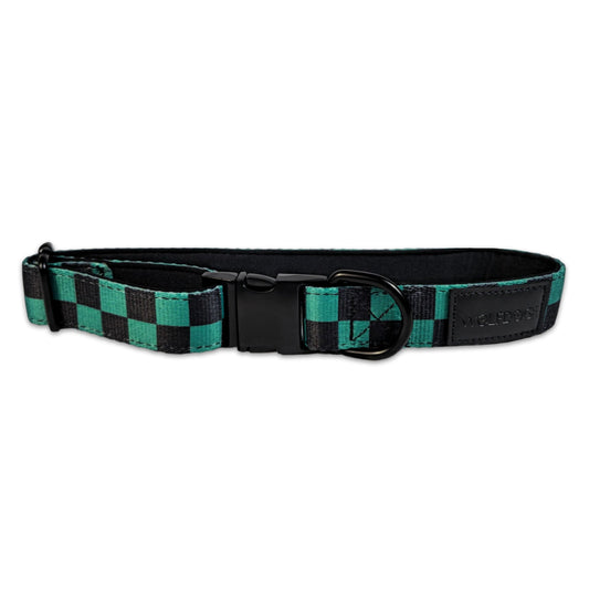 Dog Collar Checkered Pattern Black Hardware 🐕