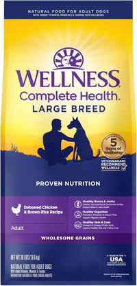 Wellness Complete Health Large Breed Chicken & Brown Rice Dry Dog Food (30lb)