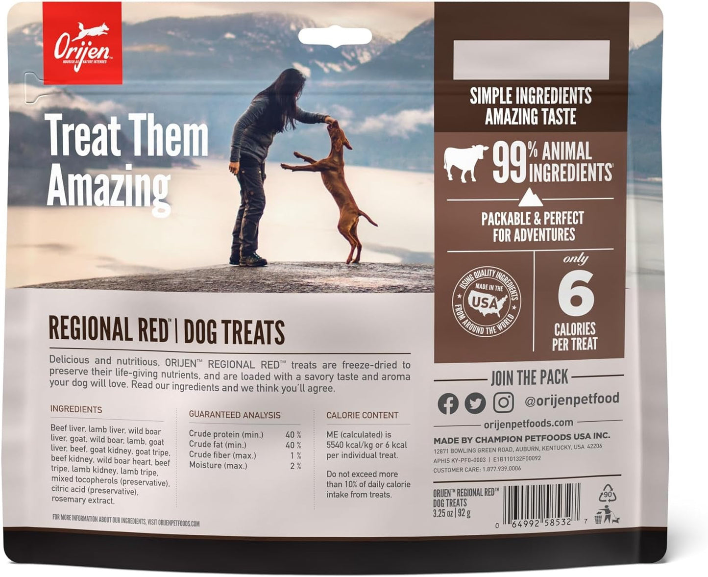 Orijen Regional Red Freeze Dried Dog Treats 3.25oz 🥩