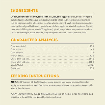 Purrfect Pet Kingdom High-Quality Acana Grain Free Chunks in Broth Chicken & Tuna Wet Cat Food For Kittens - Durable and stylish design for animals