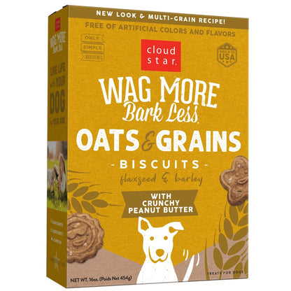 Wagmore Oats & Grains Peanut Butter Crunchy Biscuits Dog Treats (16oz) at Purrfect Pet Kingdom