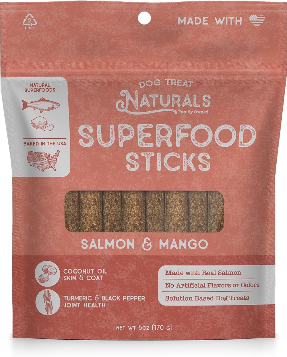 Salmon Mango Superfood Dog Treats Sticks 10 Oz 🐟