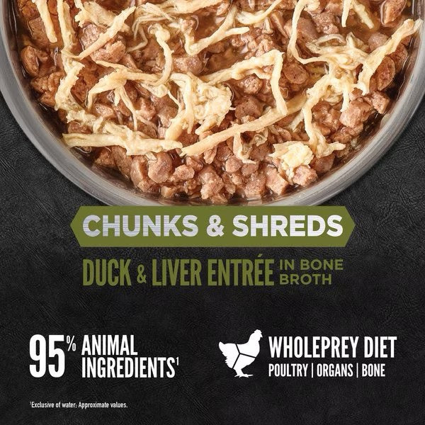 Wet Cat Food Duck Liver Chunks Shreds 3 Oz 🦆
