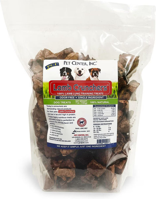 PCI Lamb Crunchers Lung Bites Dog Treats (7oz) - Single Ingredient Treats - The Family Pet