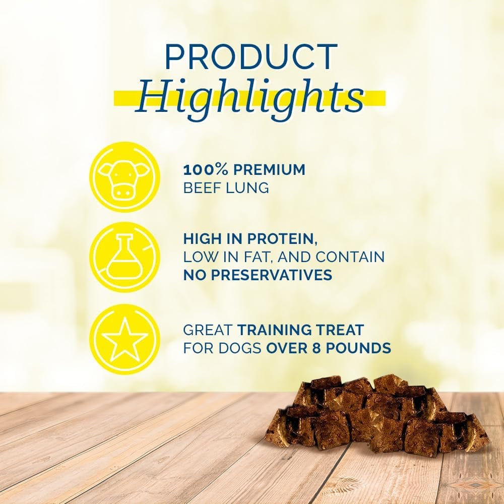 PCI Beef Crunchers Lung Bites Dog Treats (8oz) - Single Ingredient Treats - The Family Pet