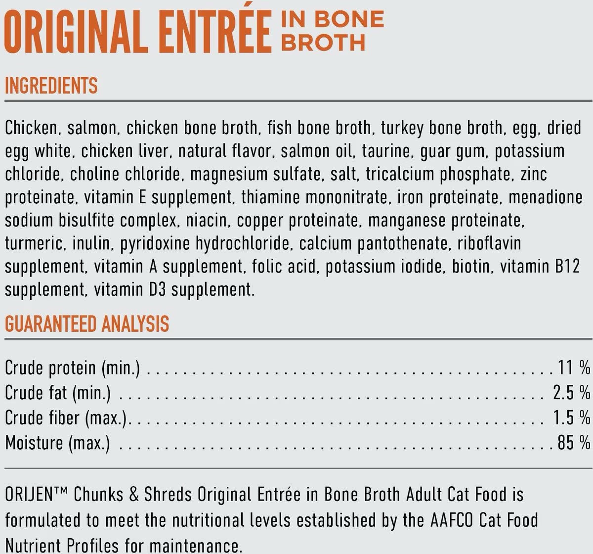 Wet Cat Food Grain Free Chunks Shreds Original 3 Oz Orijen ✅