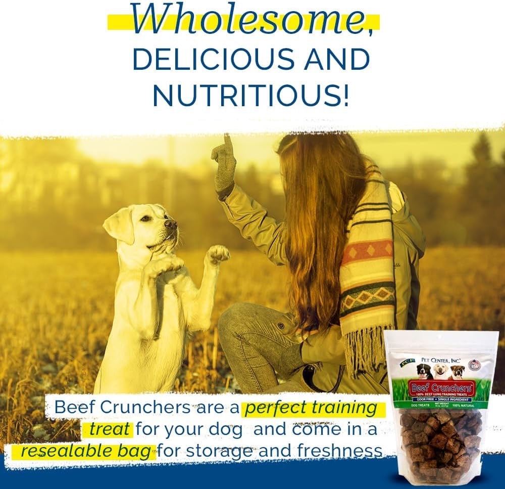 PCI Beef Crunchers Lung Bites Dog Treats (8oz) - Single Ingredient Treats - The Family Pet