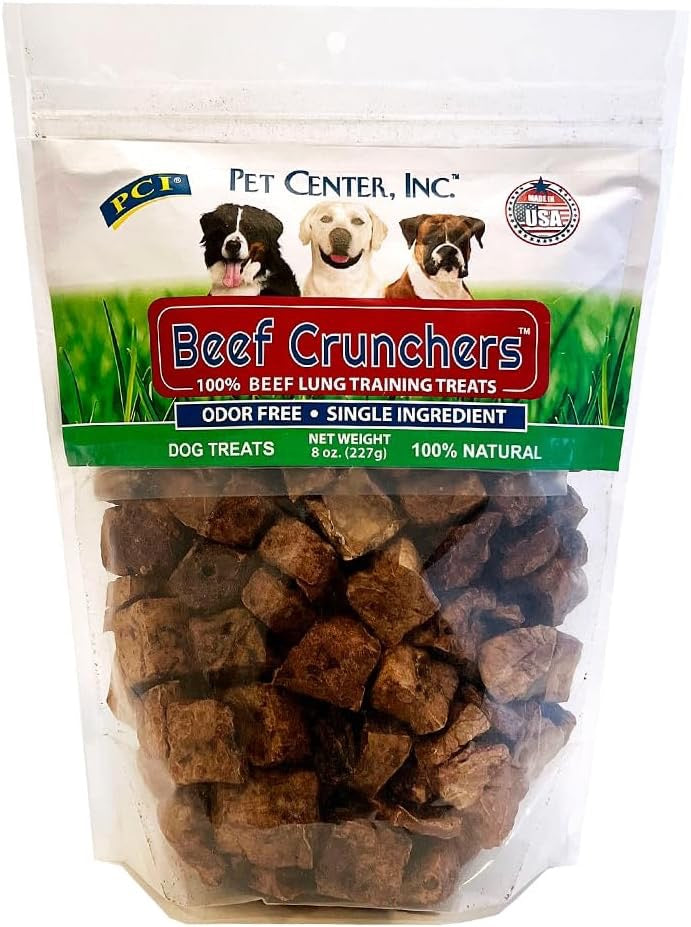 PCI Beef Crunchers Lung Bites Dog Treats (8oz) - Single Ingredient Treats - The Family Pet