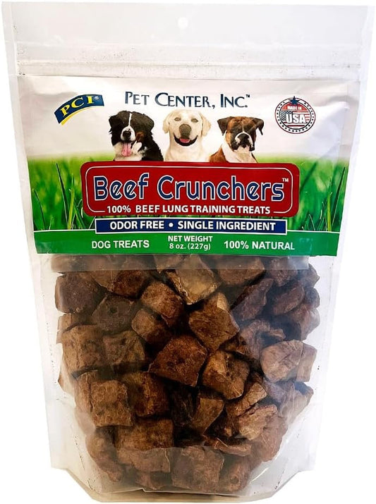 PCI Beef Crunchers Lung Bites Dog Treats (8oz) - Single Ingredient Treats - The Family Pet