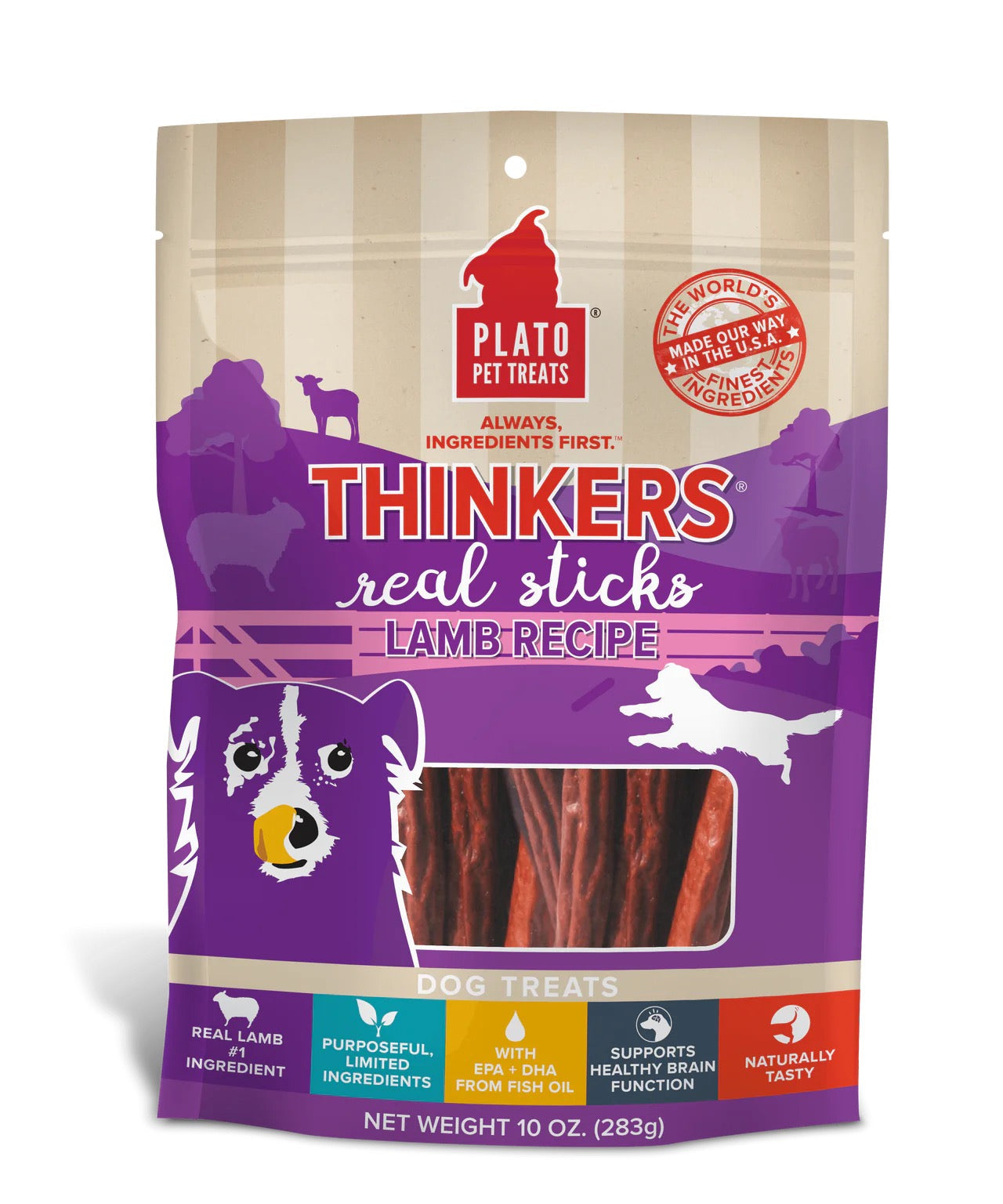 Plato Thinkers Lamb Sticks Dog Treats (10oz) - Plato Chewy Dog Treats - The Family Pet