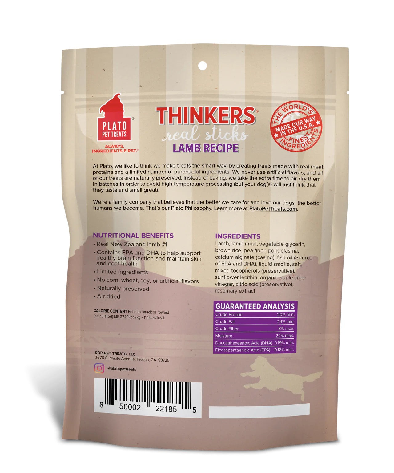 Plato Thinkers Lamb Sticks Dog Treats (10oz)