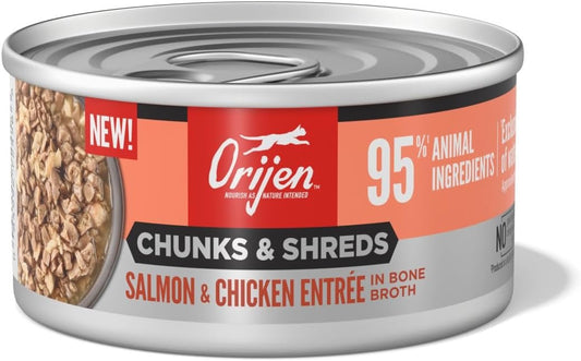 Orijen Grain Free Chunks & Shreds, Salmon & Chicken Wet Cat Food (3oz)