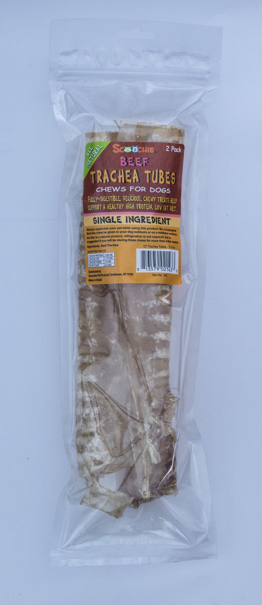 Scoochie 12 Beef Trachea Tubes 2 Pack Dog Treats Premium - main product image