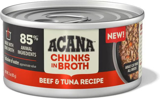 Acana Grain Free Chunks in Broth Beef & Tuna Wet Cat Food (3oz) - Acana Wet Cat Food - The Family Pet