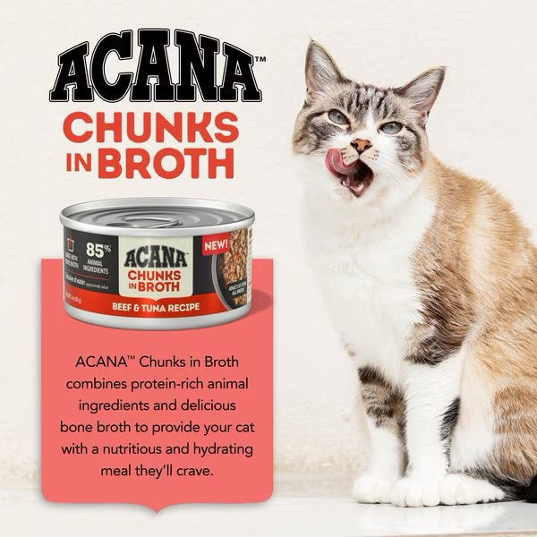 Acana Grain Free Chunks in Broth Beef & Tuna Wet Cat Food (3oz) - Acana Wet Cat Food - The Family Pet
