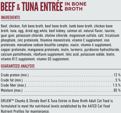 Purrfect Pet Kingdom Ultra-Soft Orijen Grain Free Chunks & Shreds Beef & Tuna Wet Cat Food For Puppies - Premium Quality Pet Product