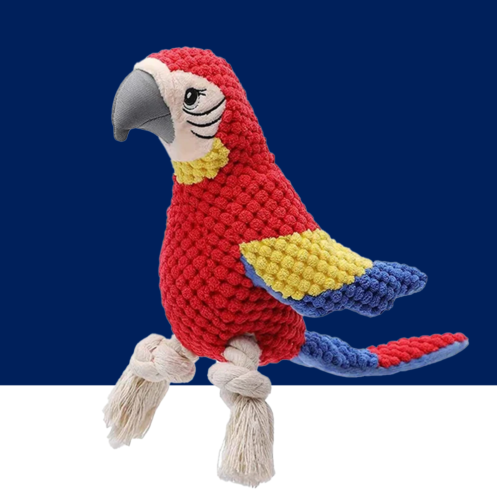 Indestructible Plush Parrot Dog Toy – Squeaky Chew Toy for Small