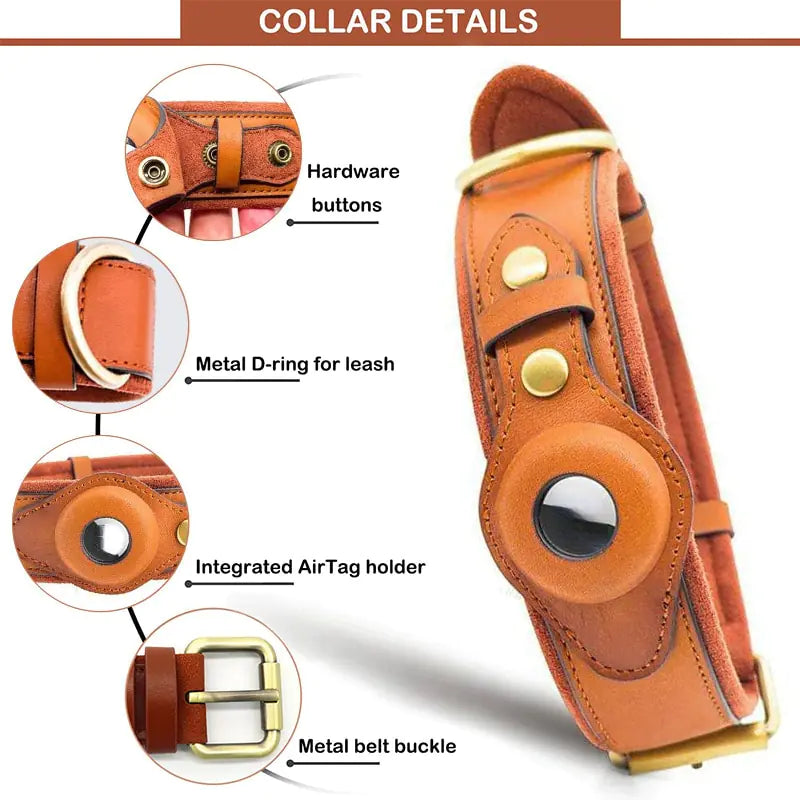 Leather Anti - Lost Dog Collar - Pet GPS Tracking Collar - Mimarta