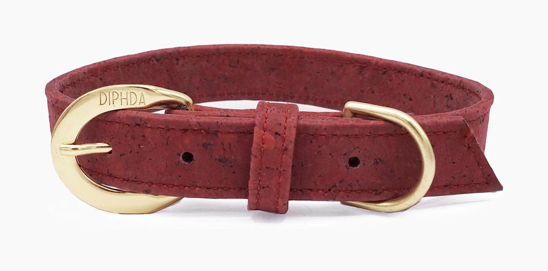 Ruby Red Cork Leather Collar - Purrfect Pet Kingdom