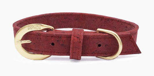Ruby Red Cork Leather Collar - Purrfect Pet Kingdom