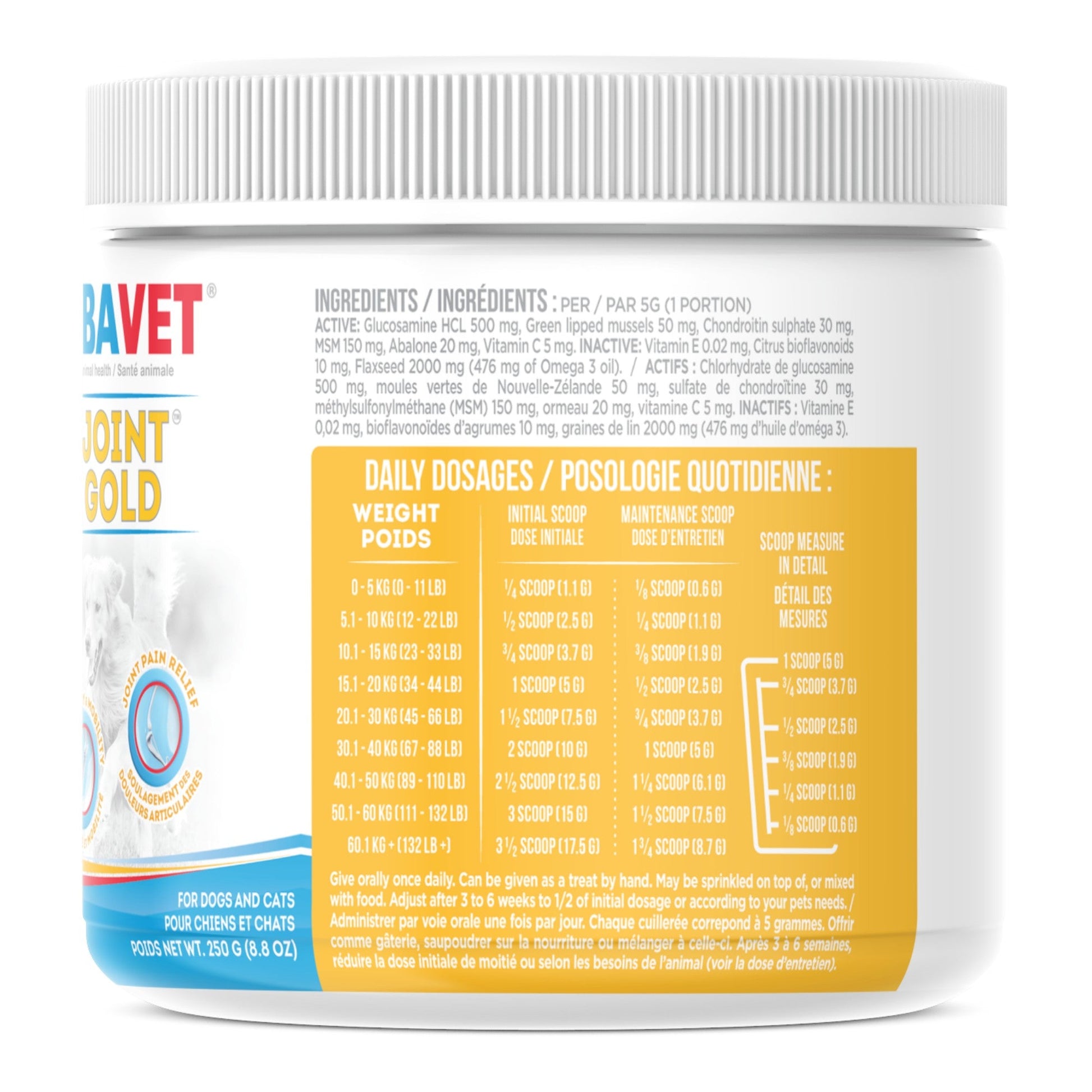 UBAVET Joint Gold Joint Care Powder for Dogs & Cats – 8.8 oz (250g) - Purrfect Pet Kingdom